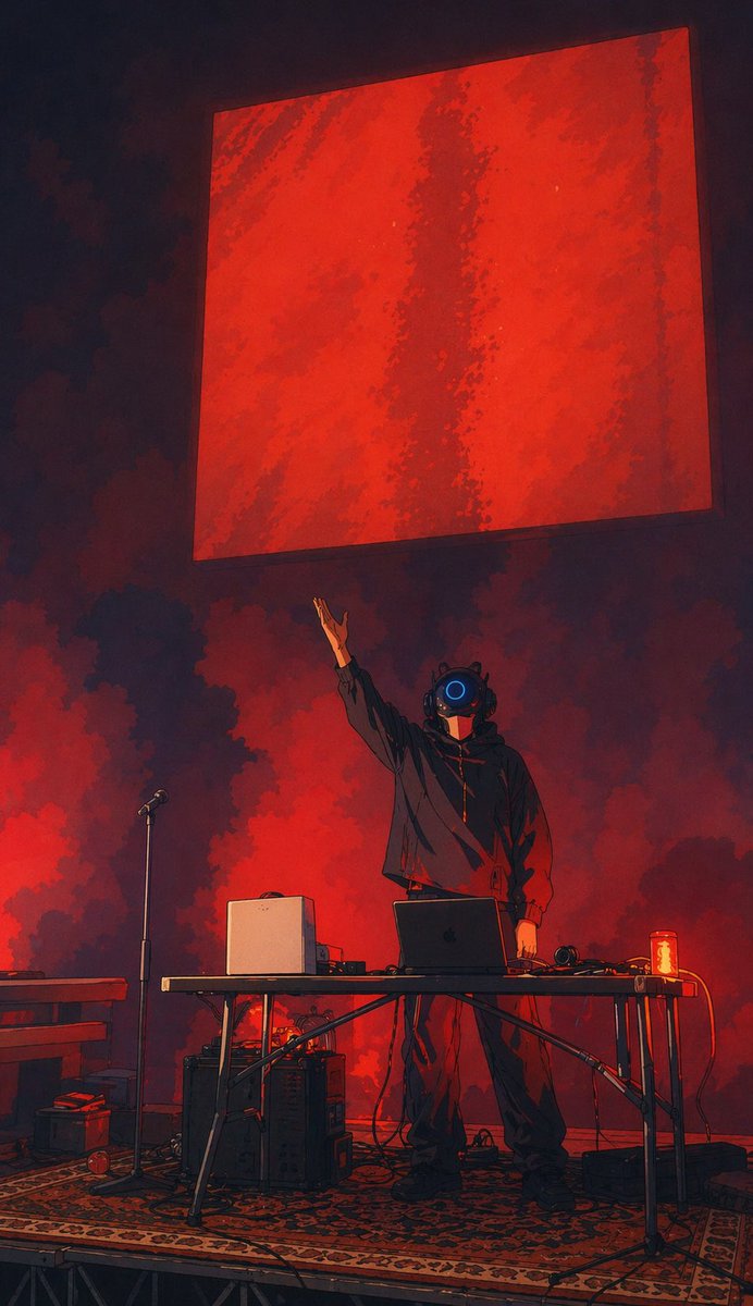 Cyber Dj Beneath A Red Monolith — GPT Image 2 image prompt example