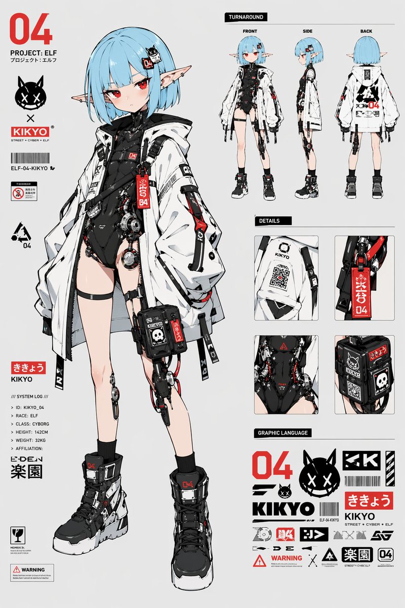 Cyber Elf Girl Reference Sheet — GPT Image 2 image prompt example