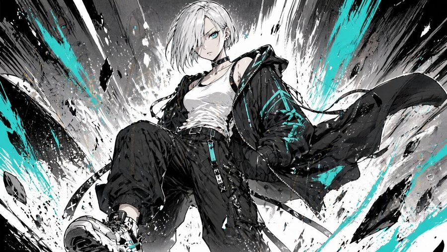 Cyber Streetwear Manga Splash Art — GPT Image 2 image prompt example