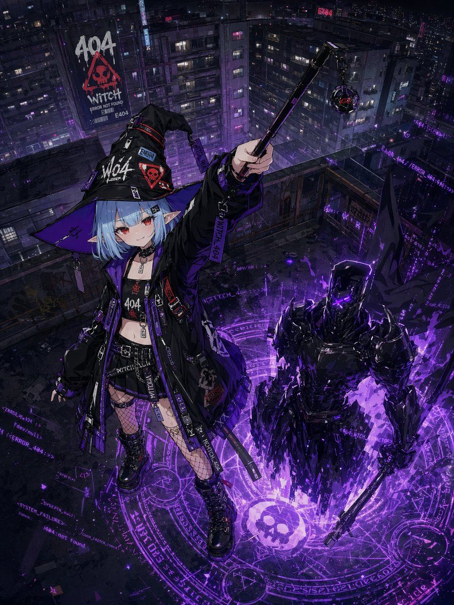 Cyberpunk 404 Witch Summoning — GPT Image 2 image prompt example