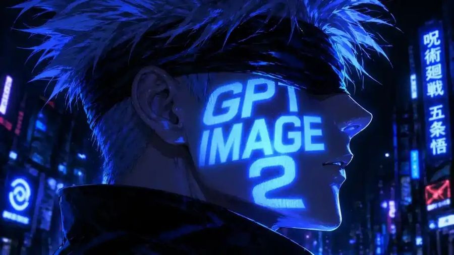 Cyberpunk Anime Portrait With Neon Face Text — GPT Image 2 image prompt example