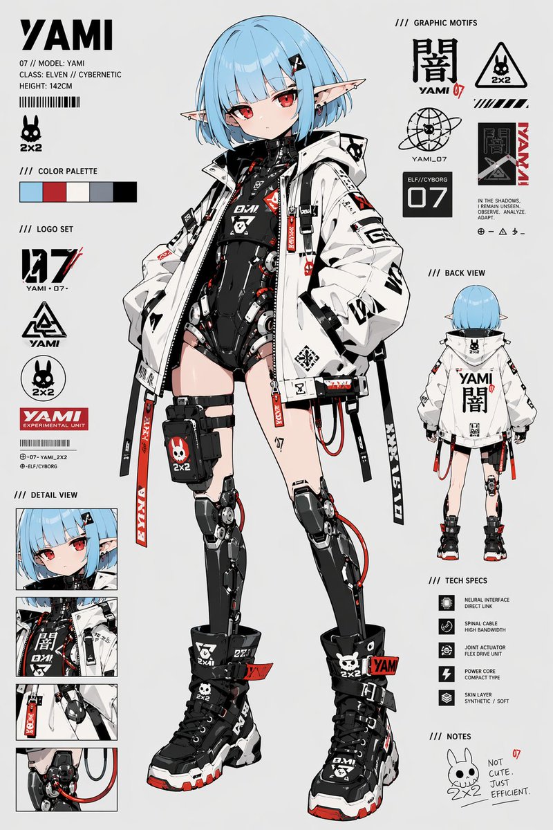 Cyberpunk Elf Android Reference Sheet — GPT Image 2 image prompt example
