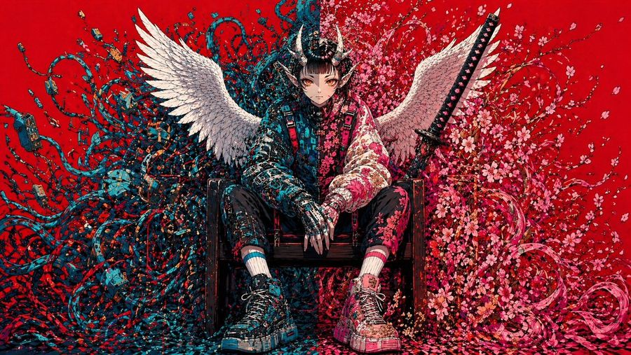 Cyberpunk Fallen Angel Samurai — GPT Image 2 image prompt example