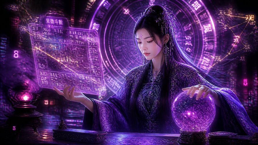 Cyberpunk Neon Chinese Fortune Teller — GPT Image 2 image prompt example