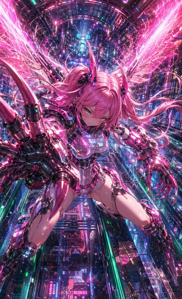 Cyberpunk Pink Mecha Angel Girl — GPT Image 2 image prompt example