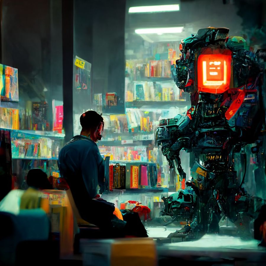 Cyberpunk Robot Encounter — GPT Image 2 image prompt example
