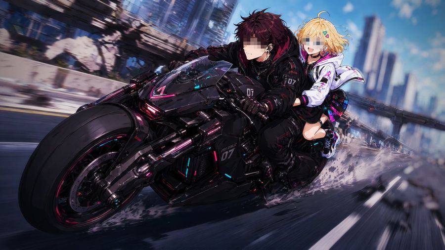 Cyberpunk Tandem Motorcycle Chase — GPT Image 2 image prompt example