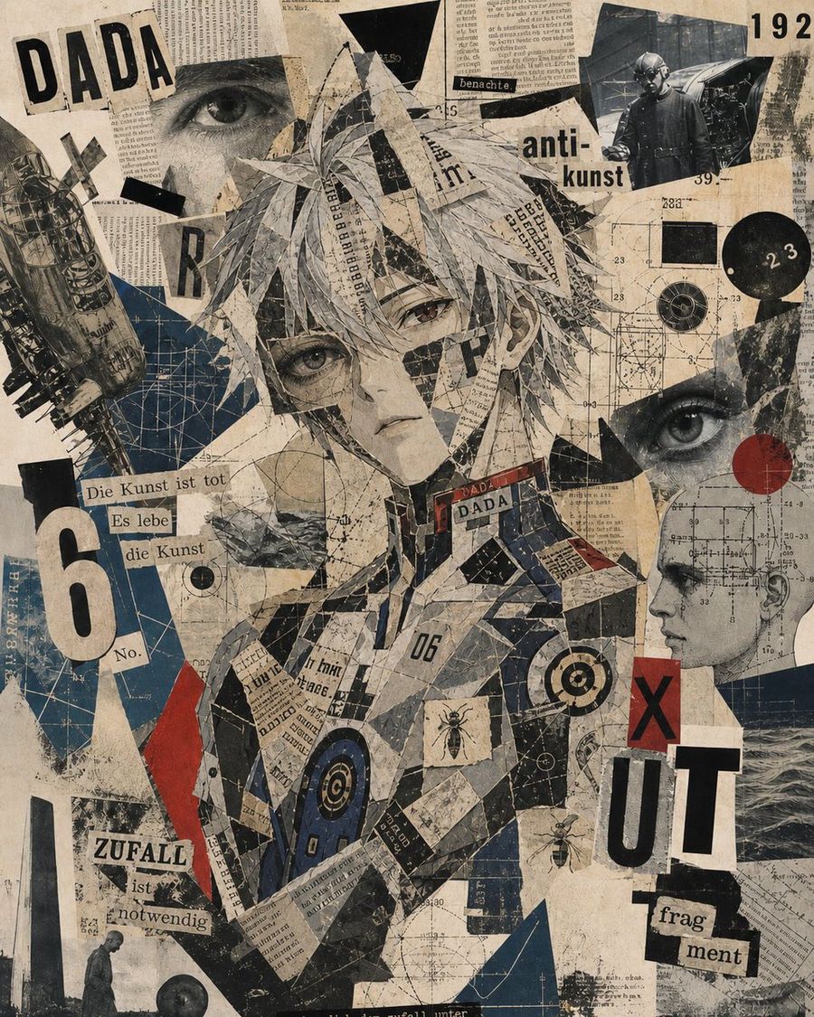 Dada Anime Collage Portrait — GPT Image 2 image prompt example