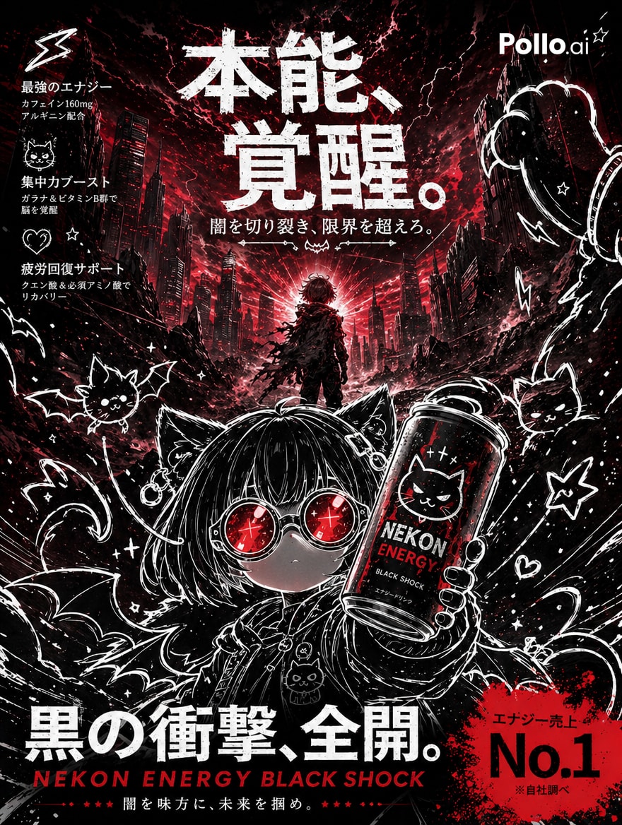 Dark Anime Energy Drink Poster — GPT Image 2 image prompt example