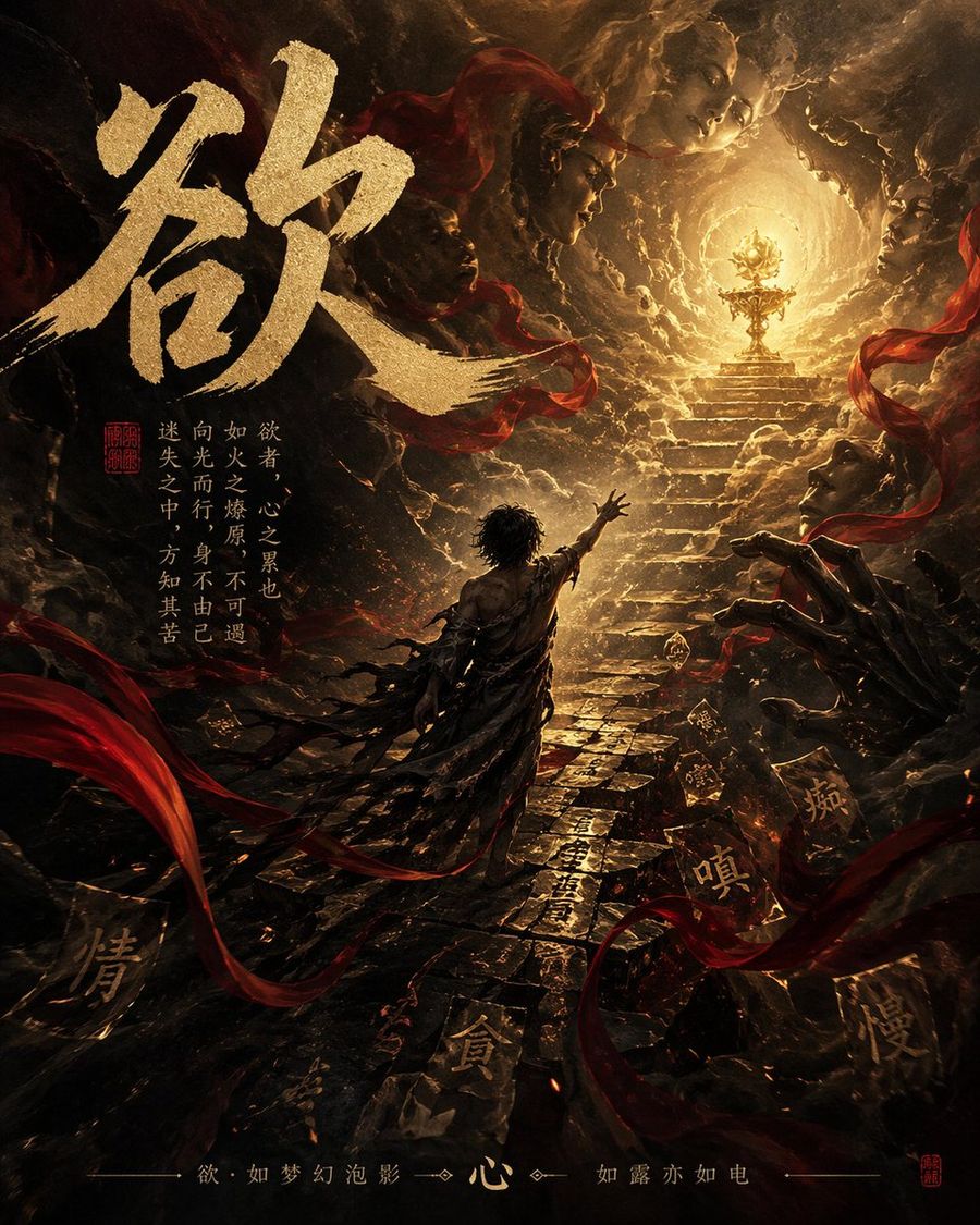 Dark Chinese Fantasy Desire Poster — GPT Image 2 image prompt example