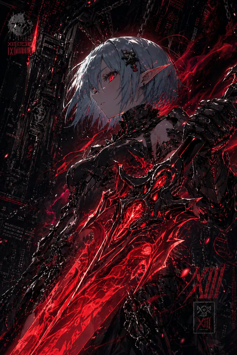 Dark Cyber Elf With Crimson Blade — GPT Image 2 image prompt example