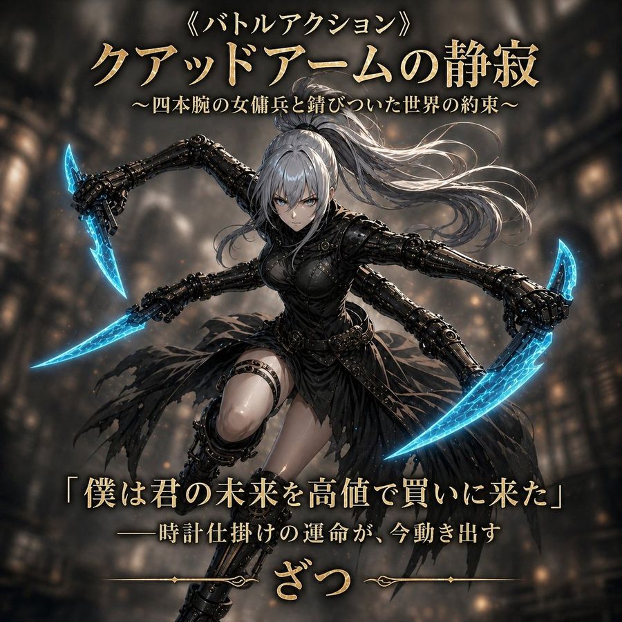 Dark Fantasy Four Armed Heroine Cover — GPT Image 2 image prompt example