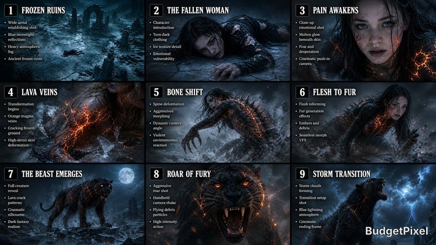 Dark Fantasy Transformation Storyboard — GPT Image 2 image prompt example