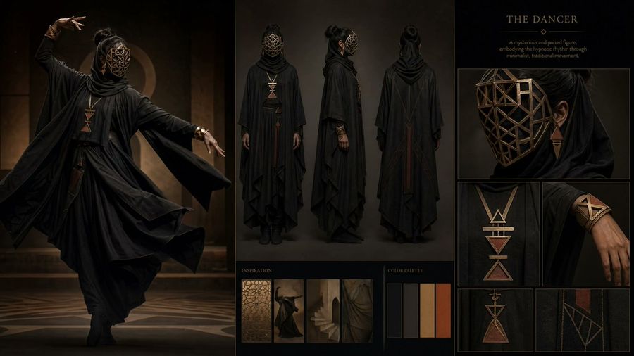 Dark Ritual Dancer Concept Board — GPT Image 2 image prompt example