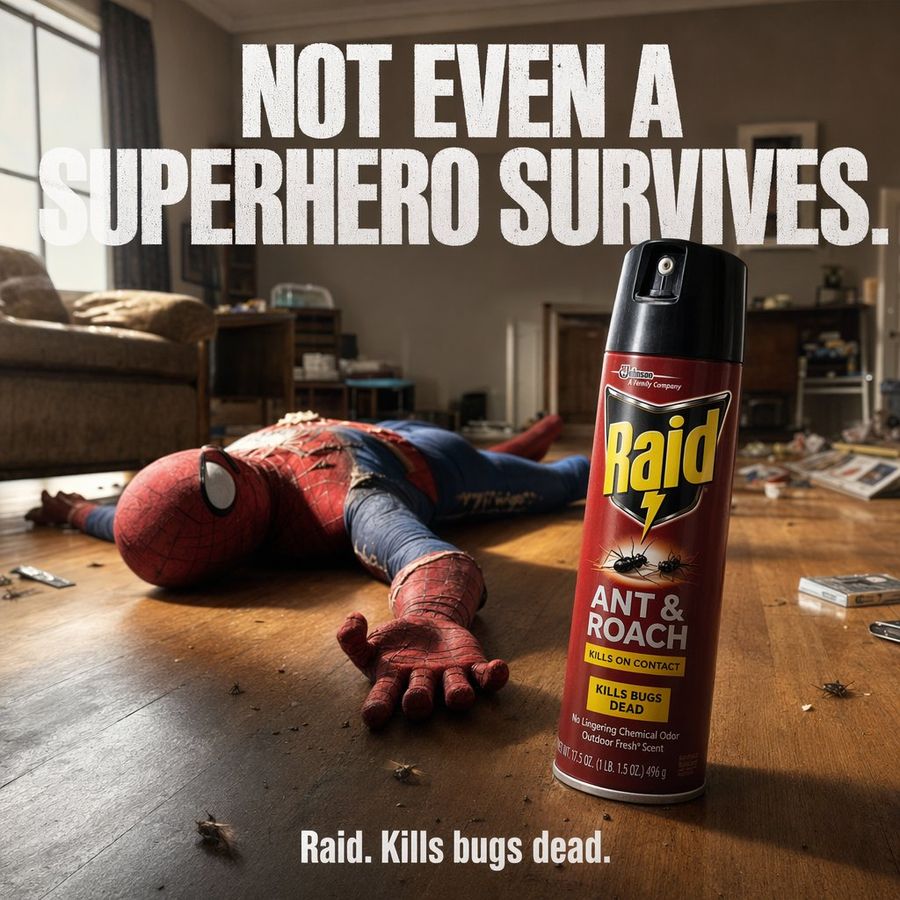 Darkly Comic Bug Spray Ad — GPT Image 2 image prompt example