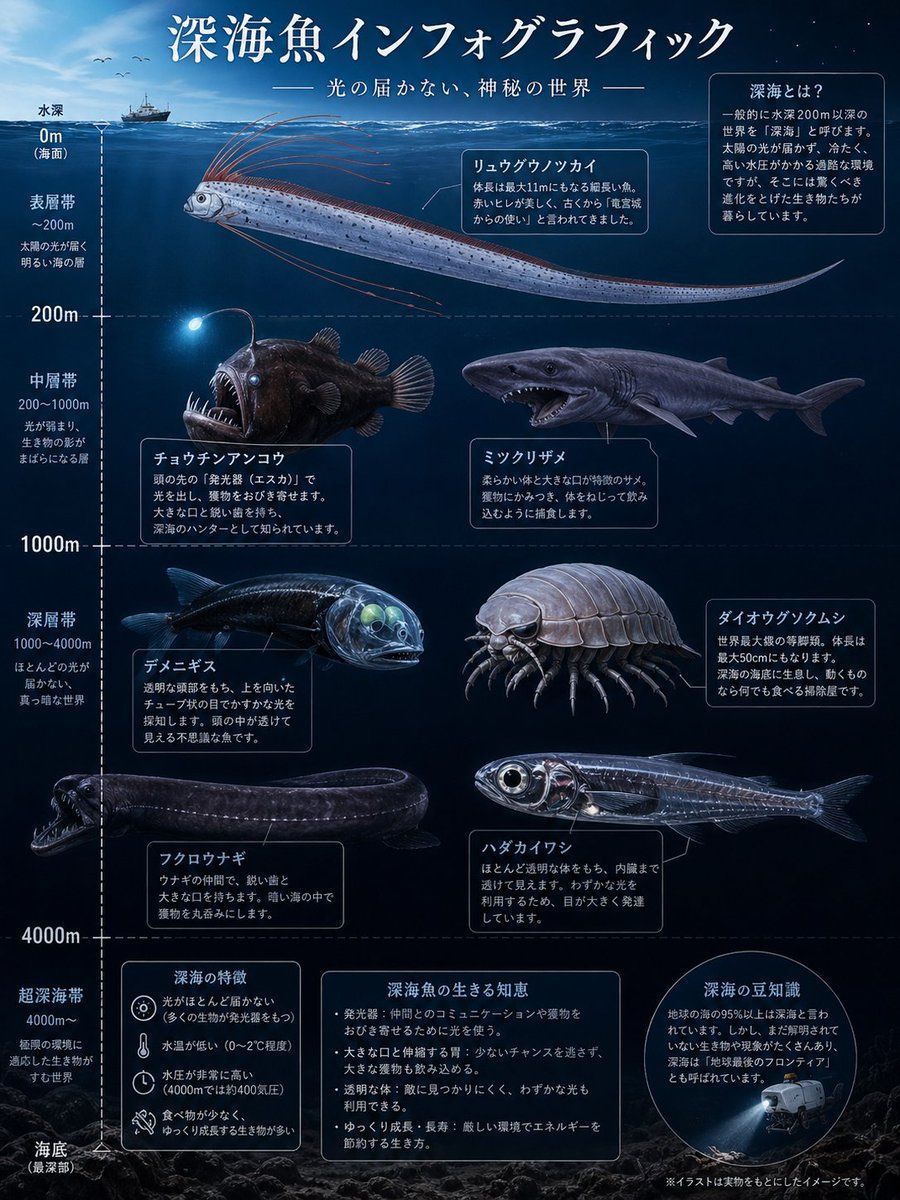 Deep Sea Fish Infographic Poster — GPT Image 2 image prompt example