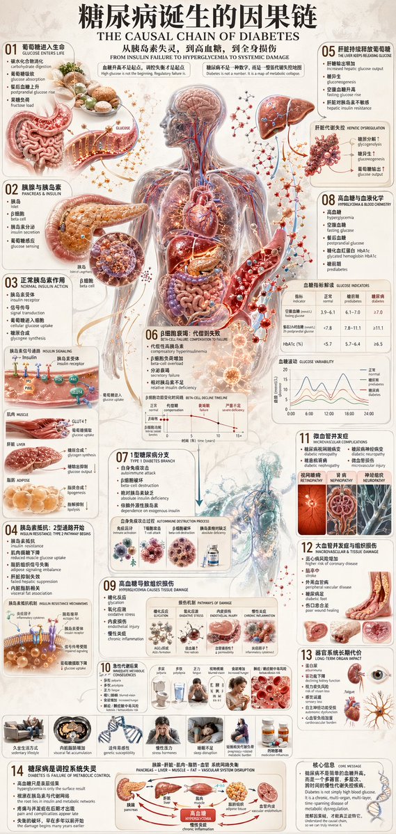 Diabetes Causal Chain Poster — GPT Image 2 image prompt example