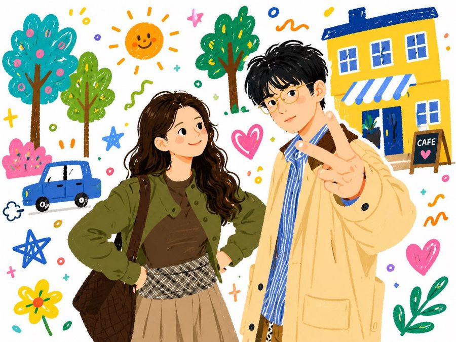 Doodle Couple Illustration — GPT Image 2 image prompt example