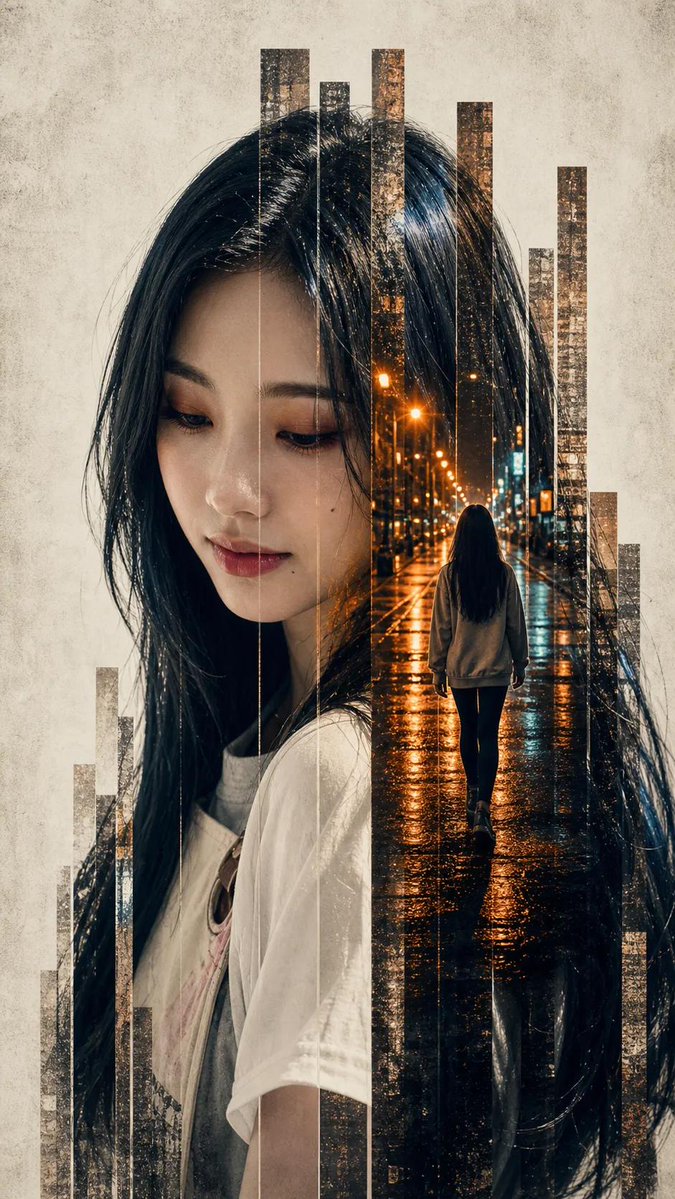 Double Exposure Woman City Portrait — GPT Image 2 image prompt example