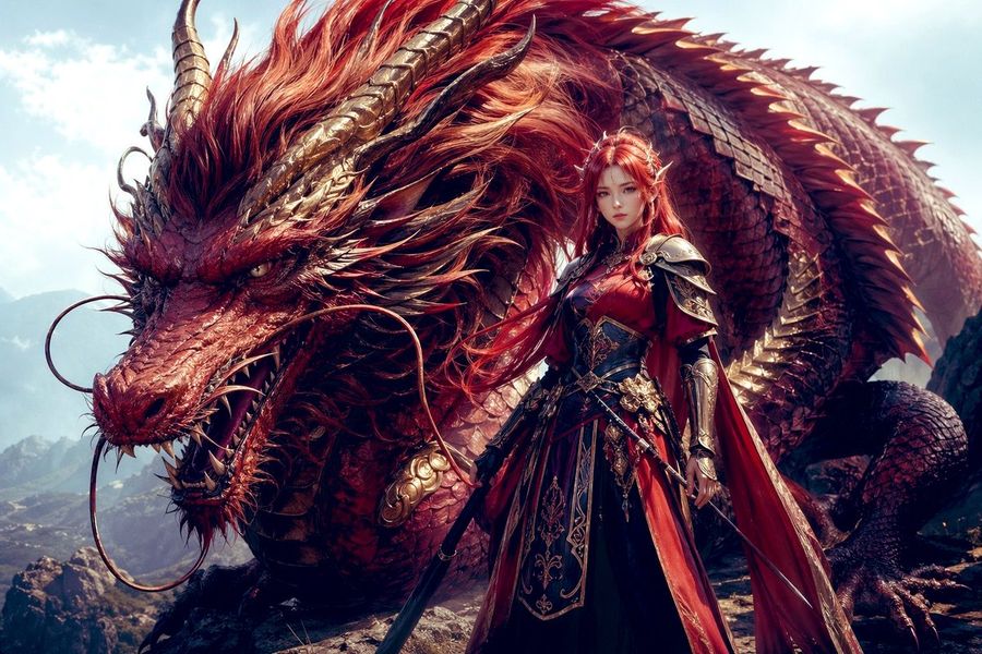 Dragon Knight And Crimson Dragon — GPT Image 2 image prompt example