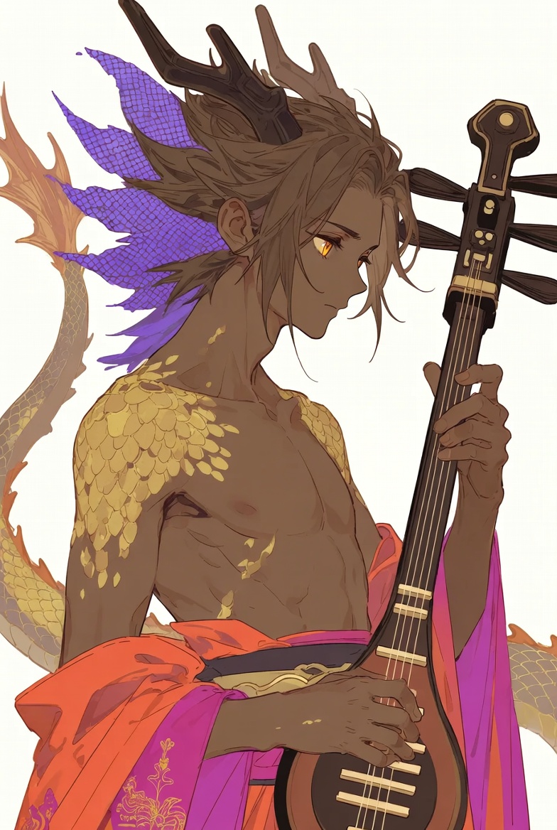 Dragon Musician Anime Art — GPT Image 2 image prompt example
