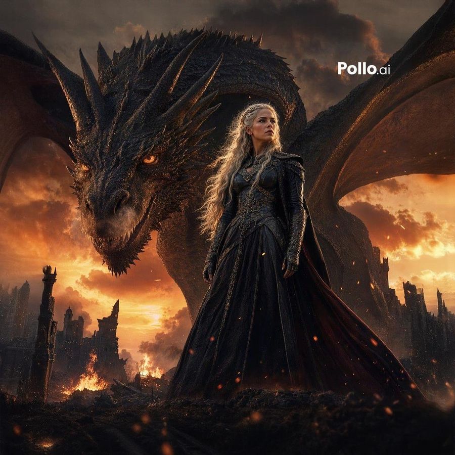Dragon Queen Burning Sunset — GPT Image 2 image prompt example