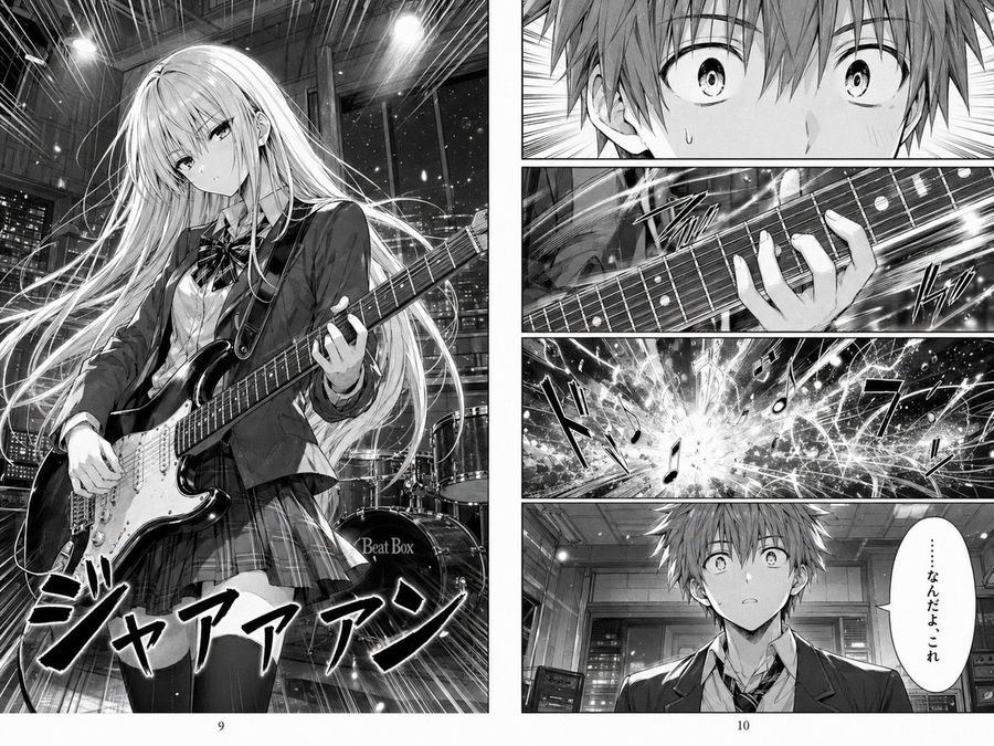 Dramatic Manga Guitar Reveal Page — GPT Image 2 image prompt example