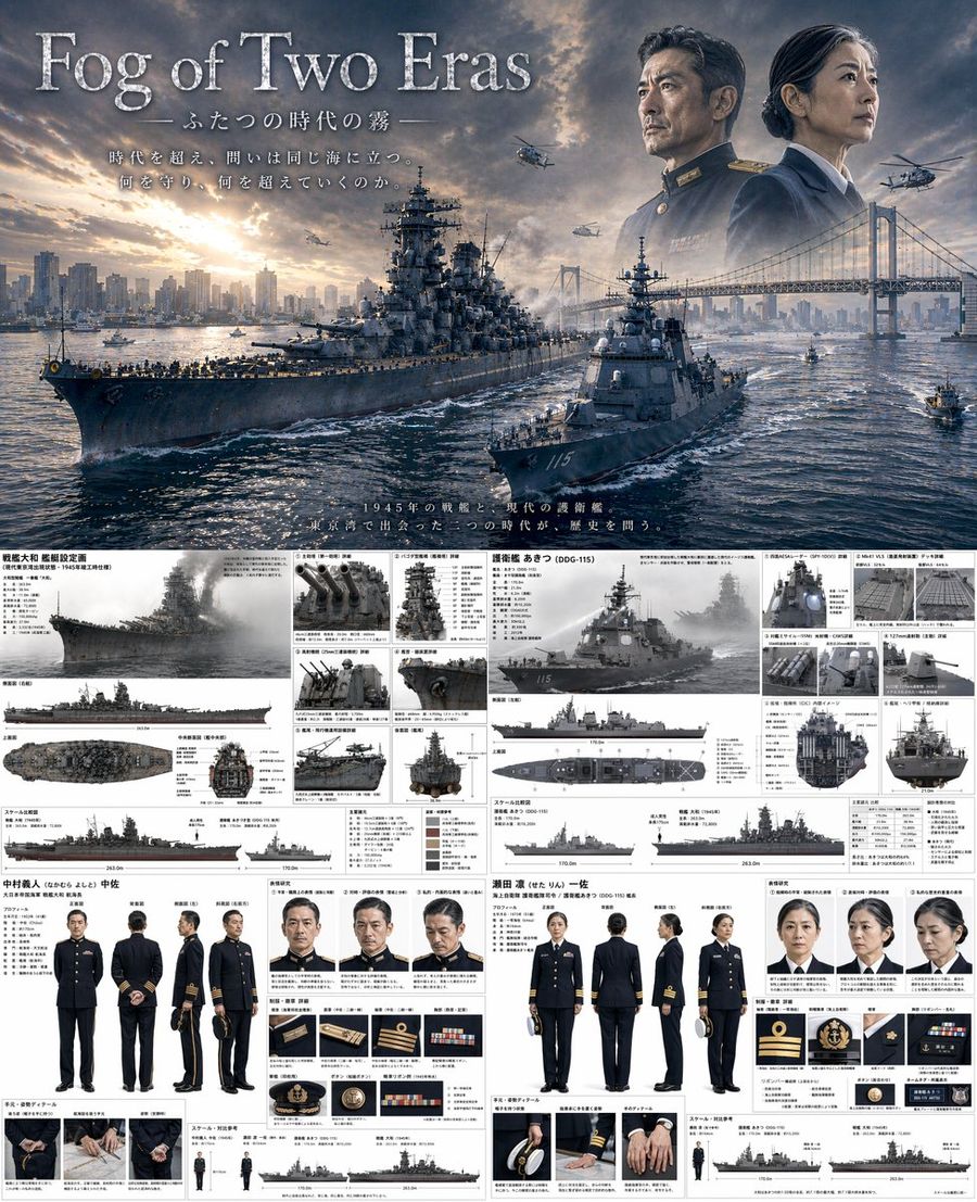 Dual Era Naval Drama Poster  Spec Sheet — GPT Image 2 image prompt example