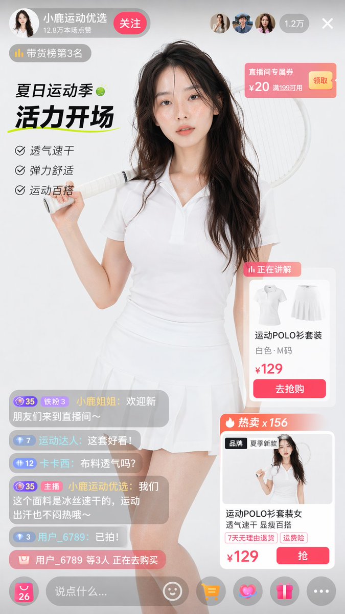 E Commerce Livestream Ui Mockup — GPT Image 2 image prompt example