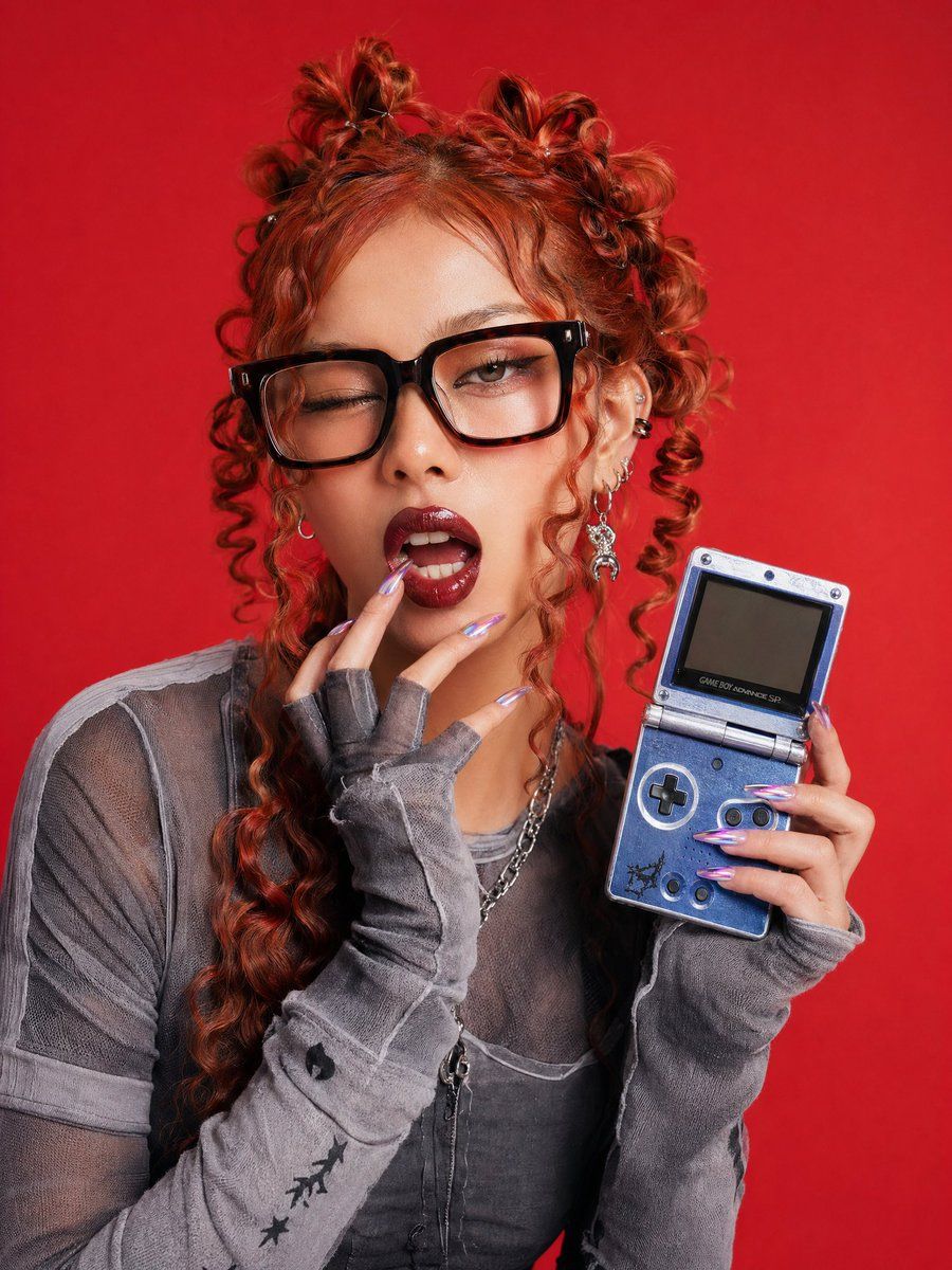 Editorial Portrait With Retro Handheld — GPT Image 2 image prompt example
