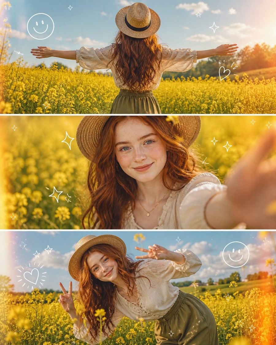 Editorial Vintage Flower Field Collage — GPT Image 2 image prompt example