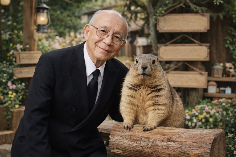 Elderly Man And Marmot Portrait — GPT Image 2 image prompt example
