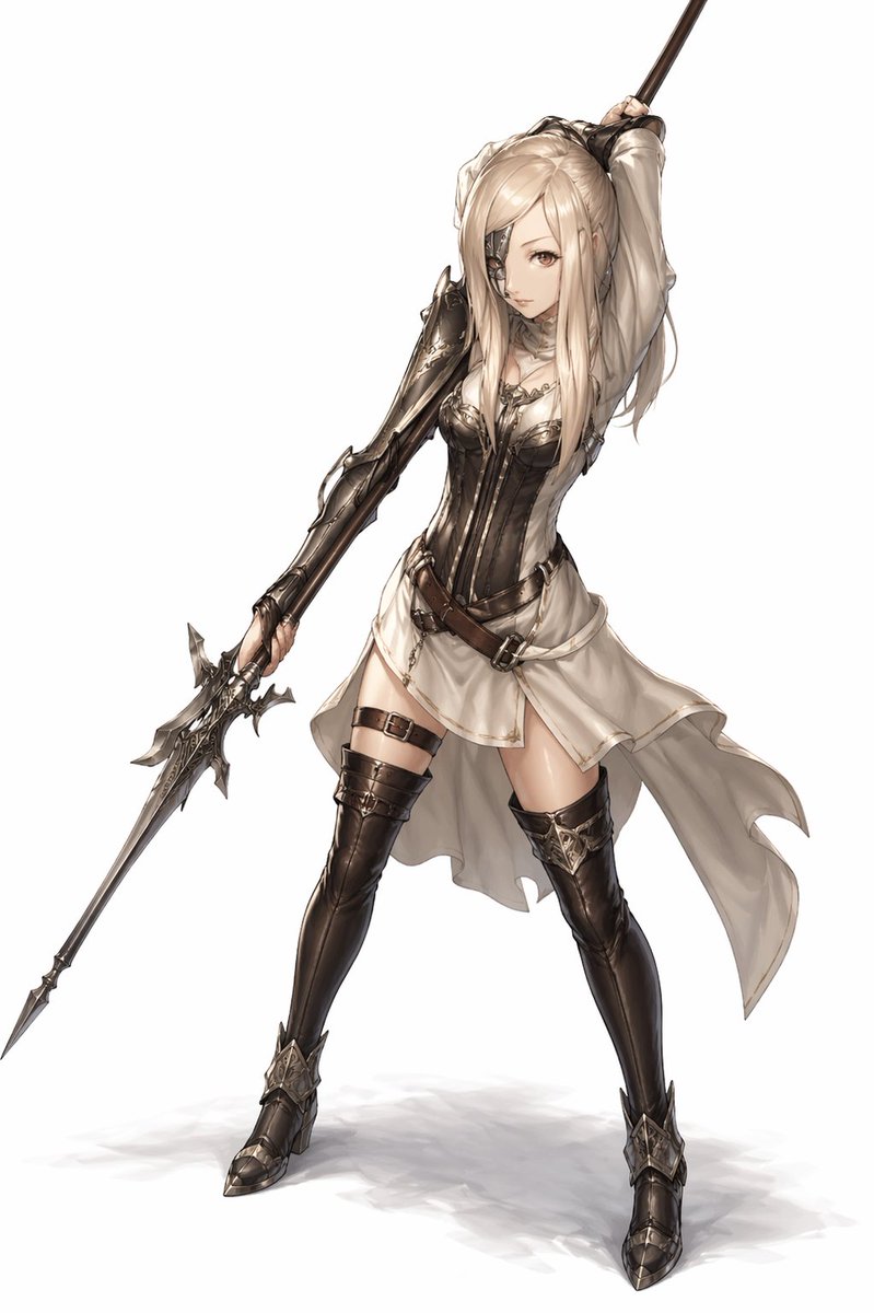 Elegant Anime Spearwoman Full Body — GPT Image 2 image prompt example