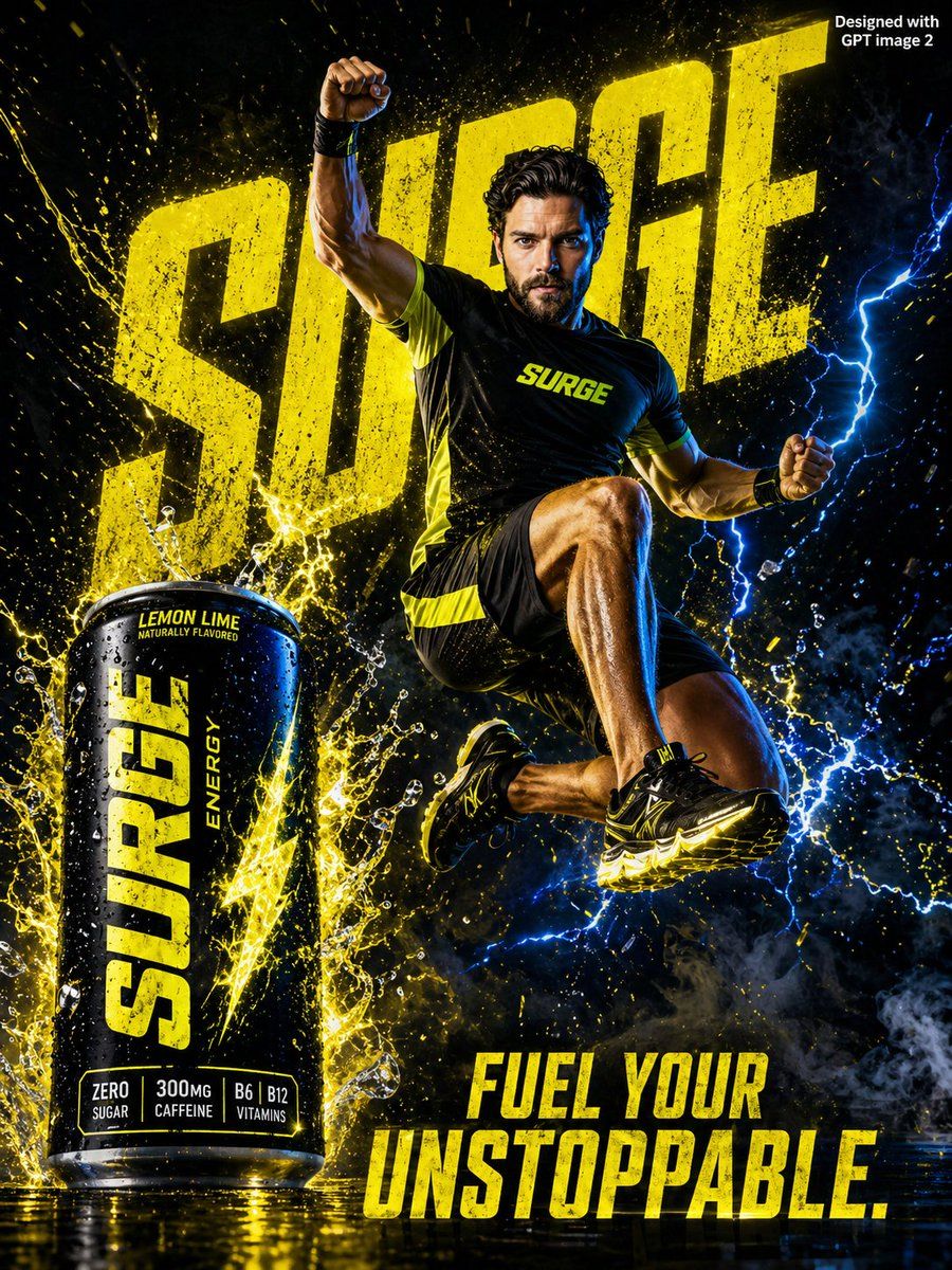 Energy Drink Advertising Poster — GPT Image 2 image prompt example