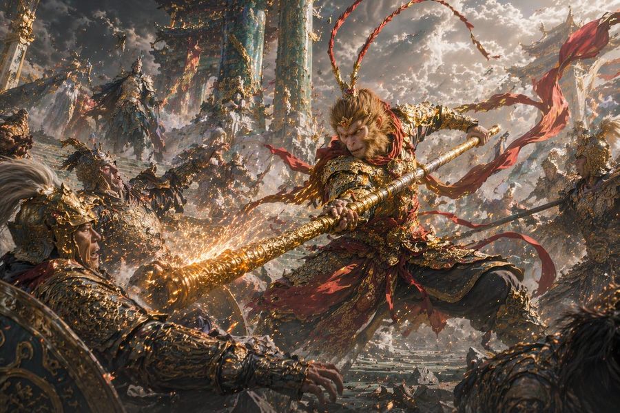 Epic Fantasy Monkey King Battle — GPT Image 2 image prompt example