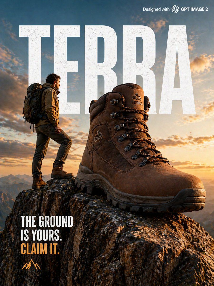 Epic Outdoor Footwear Ad — GPT Image 2 image prompt example