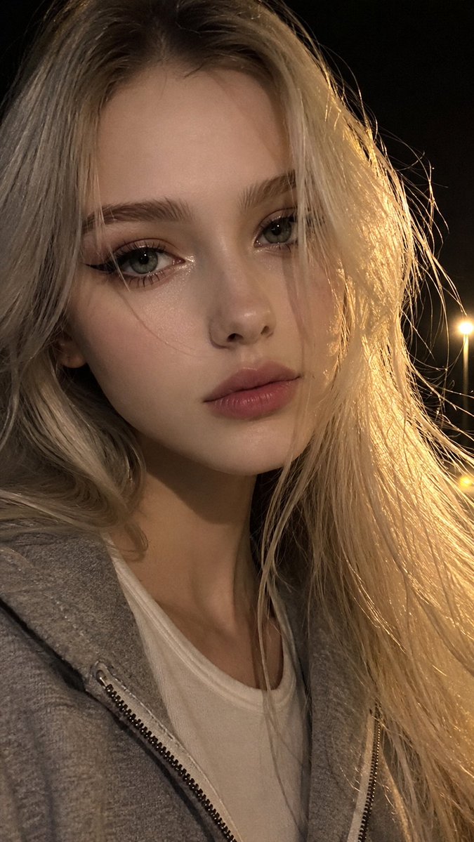 Ethereal Blonde Night Selfie Portrait — GPT Image 2 image prompt example
