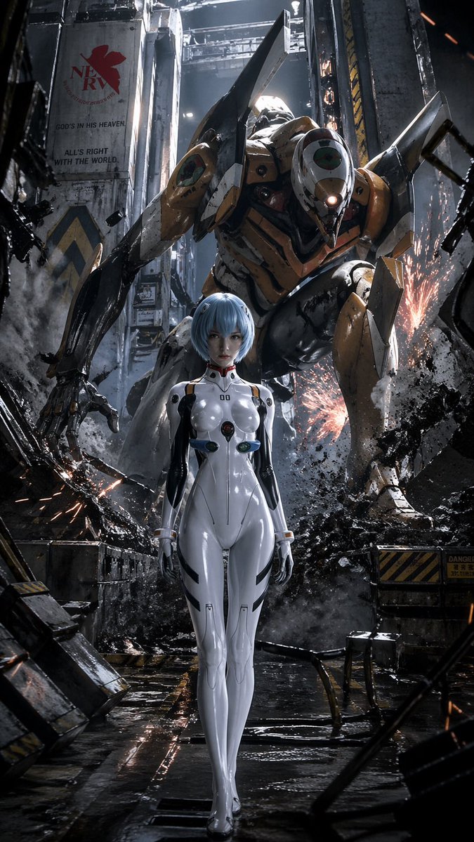 Evangelion Inspired Mecha Hangar Poster — GPT Image 2 image prompt example