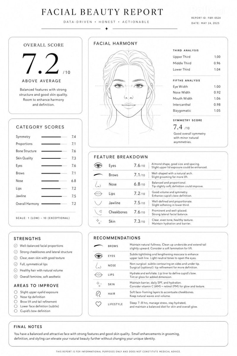 Facial Beauty Report Layout — GPT Image 2 image prompt example