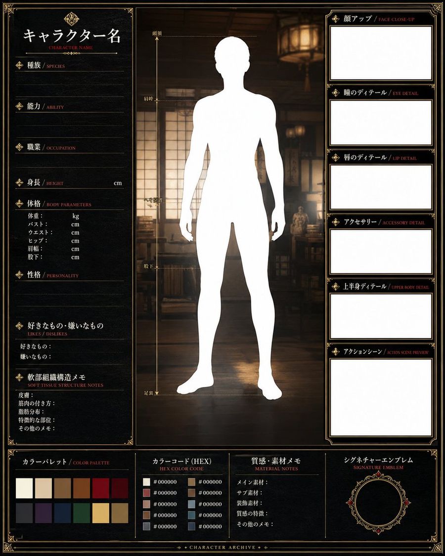 Fantasy Character Reference Sheet — GPT Image 2 image prompt example