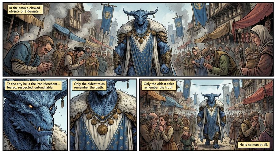 Fantasy Comic Page Of Korvax In Eldergate — GPT Image 2 image prompt example