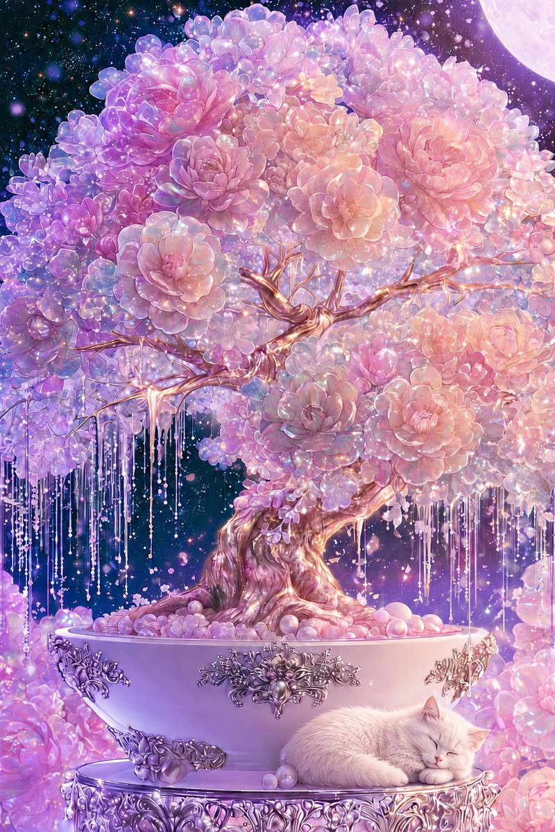 Fantasy Flowering Bonsai Cat — GPT Image 2 image prompt example