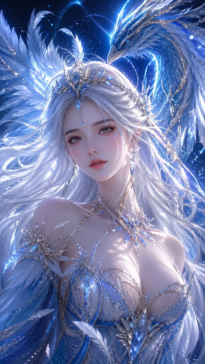 Fantasy Ice Phoenix Goddess Illustration — GPT Image 2 image prompt example
