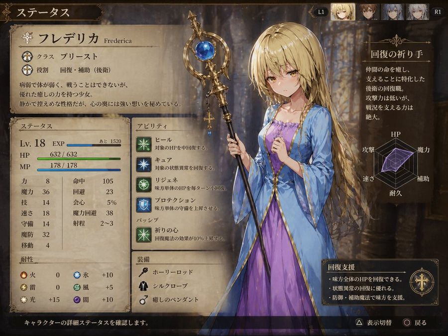 Fantasy Jrpg Priest Status Screen — GPT Image 2 image prompt example