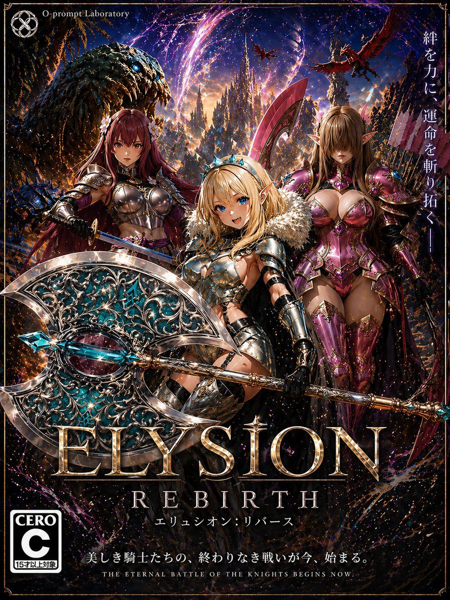 Fantasy Rpg Game Cover With Three Knight Women — GPT Image 2 image prompt example