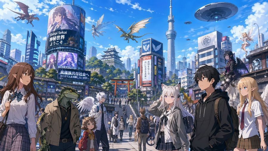 Fantasy Tokyo Coexistence Cityscape — GPT Image 2 image prompt example