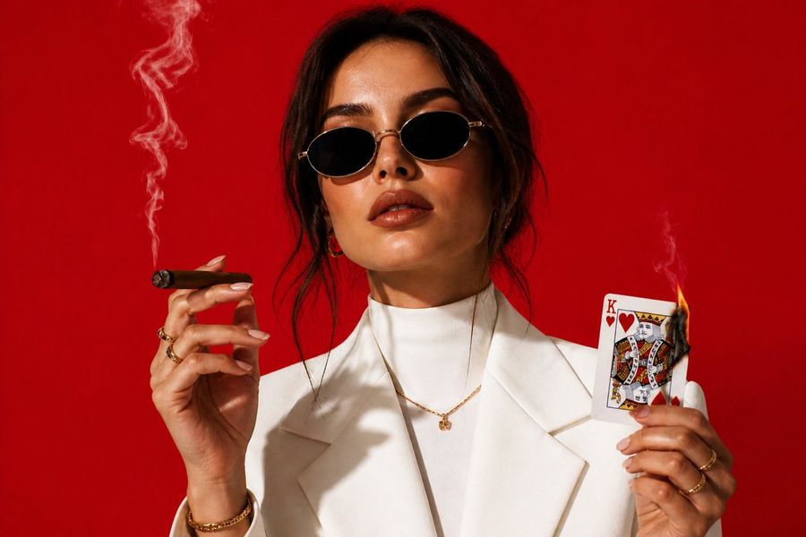 Fashion Cigar Portrait Red — GPT Image 2 image prompt example