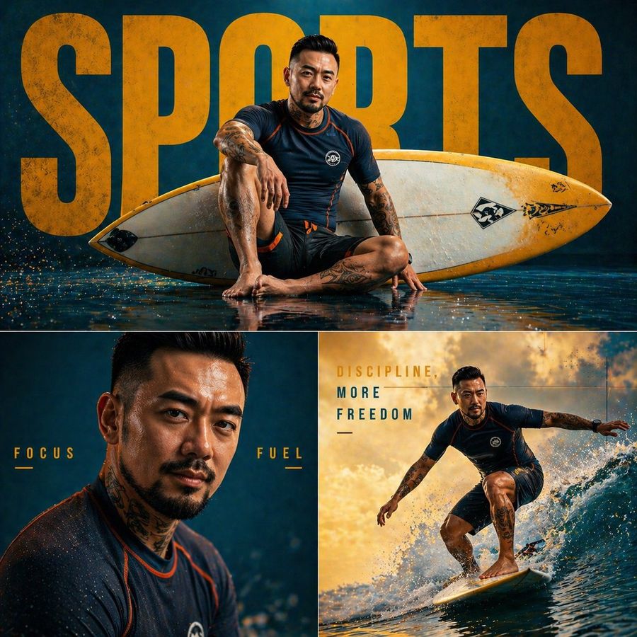 Fashion Sports Editorial Triptych — GPT Image 2 image prompt example