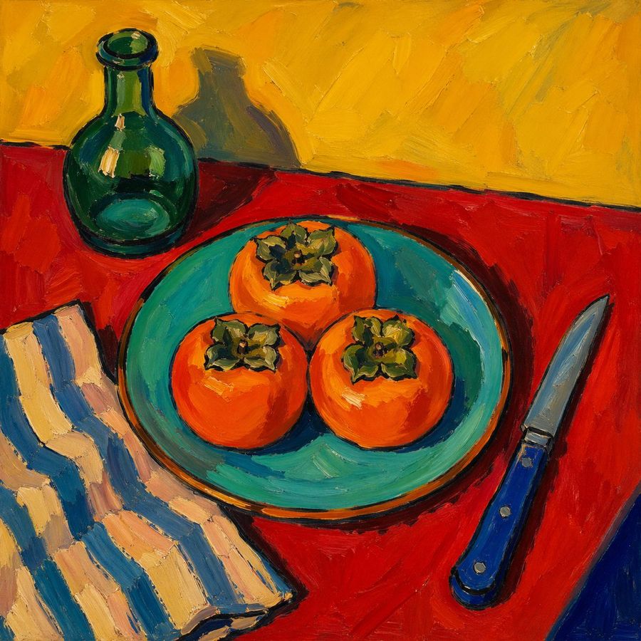 Fauvist Persimmon Still Life — GPT Image 2 image prompt example