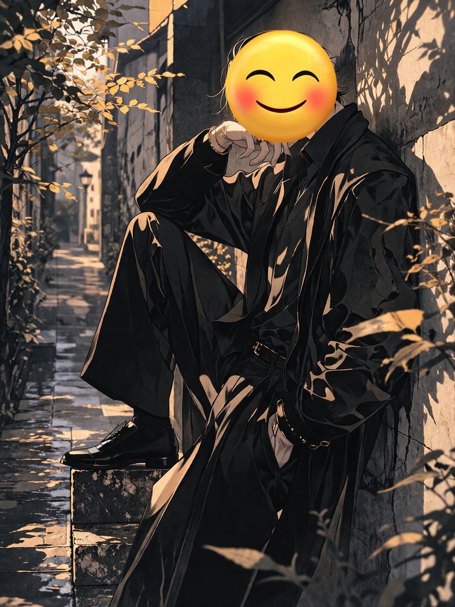 Figure With Emoji Head In Sunlit Alley — GPT Image 2 image prompt example